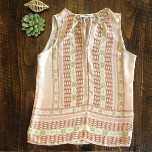 Lex & Madison | Sleeve V-neck Blouse with Pattern